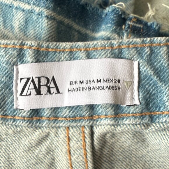 Women's M NWT Zara Skirt Effect Crop Denim Spaghetti Straps Jean Tank Top - Picture 4 of 7